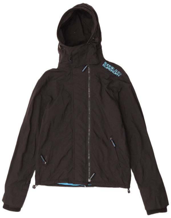 Superdry ženska vjetrovka s kapuljačom UK 14 Srednje crni najlon