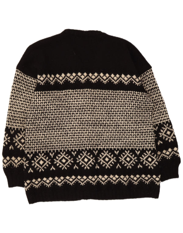 Vintage muški kardigan pulover XL Black Fair Isle