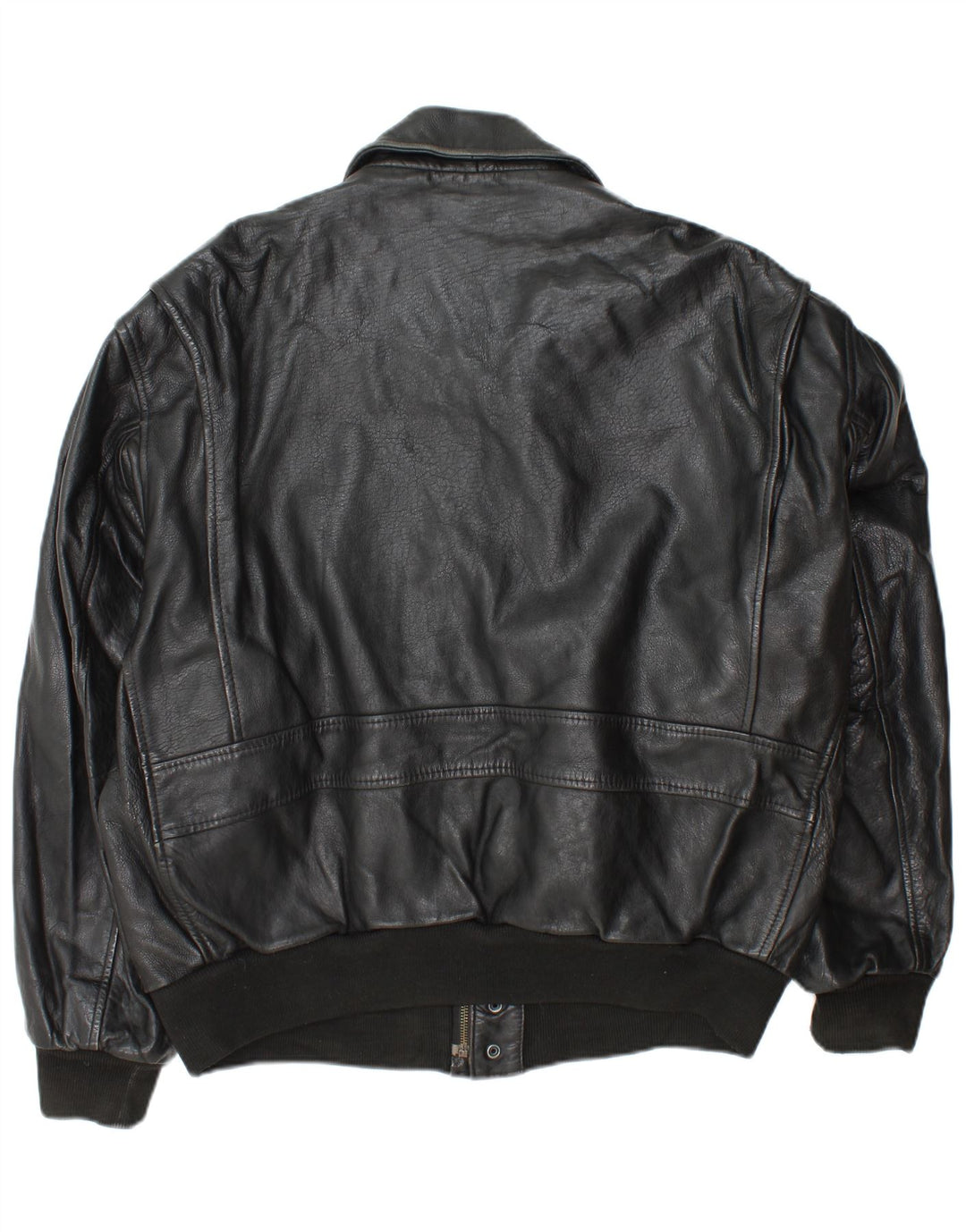 Vintage muška vojna kožna jakna UK 42 XL crna koža