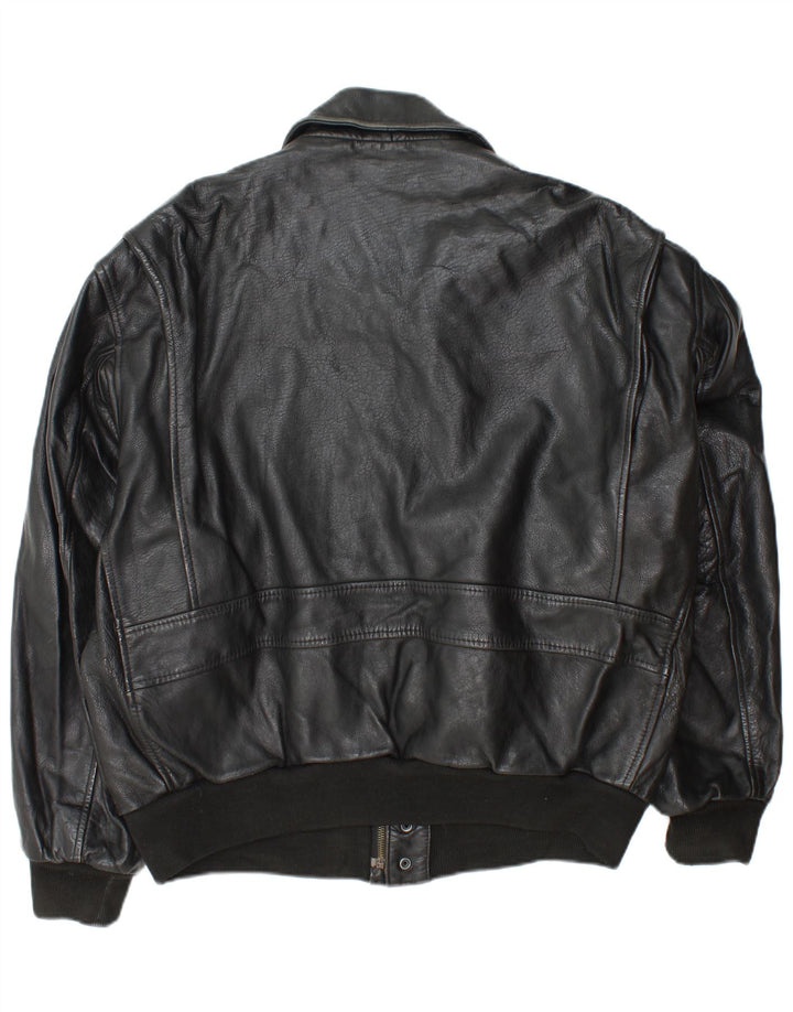 Vintage muška vojna kožna jakna UK 42 XL crna koža