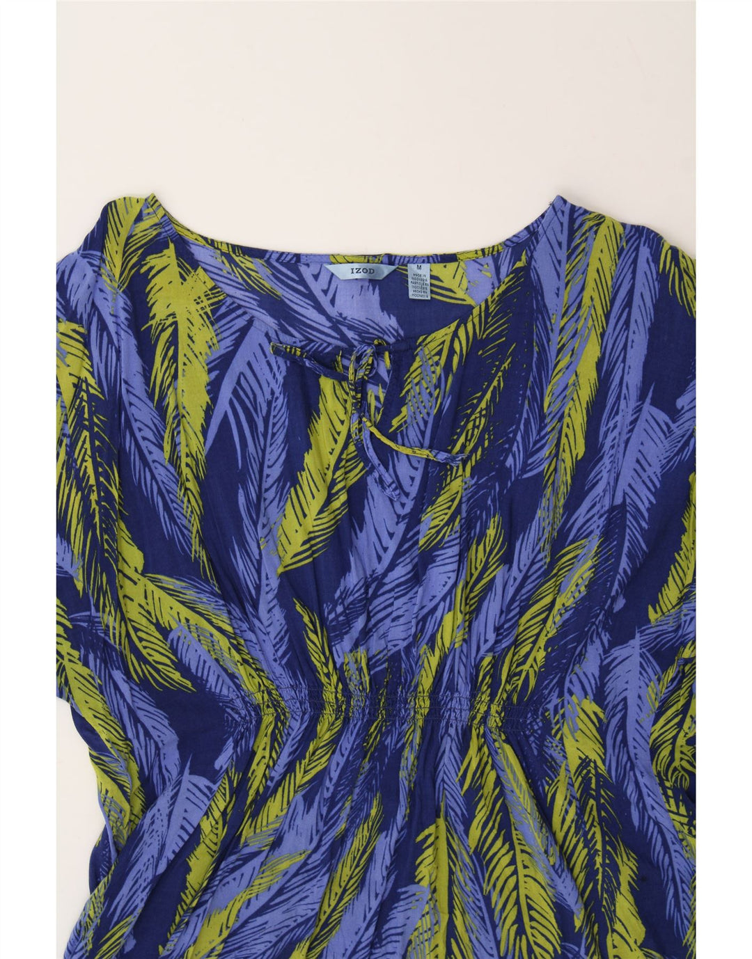 IZOD Womens Abstract Pattern Shirt Blouse UK 12 Medium Blue Rayon Vintage Izod and Second-Hand Izod from Messina Hembry 