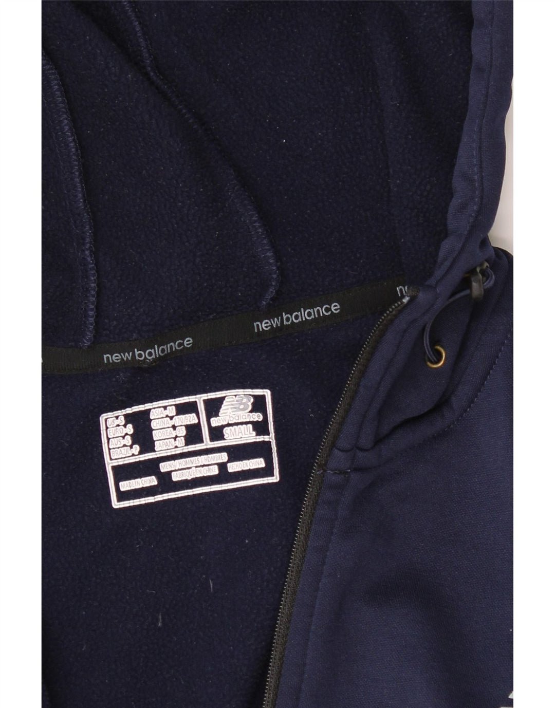 NEW BALANCE Mens Zip Hoodie Sweater Small Navy Blue Polyester Vintage New Balance and Second-Hand New Balance from Messina Hembry 