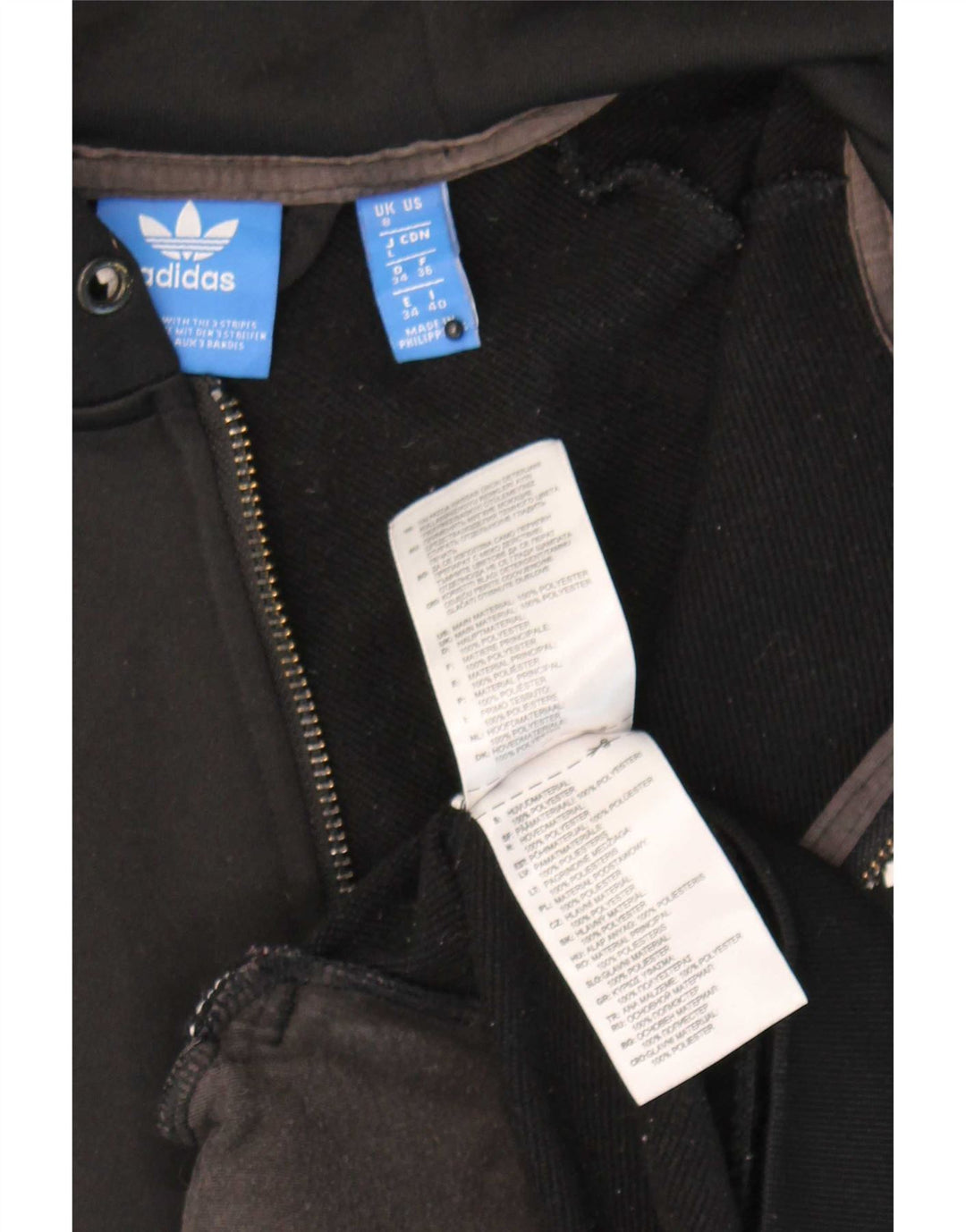 Adidas ženski pulover s kapuljačom s patentnim zatvaračem UK 8 mali crni poliester