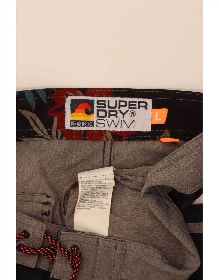 Superdry muške kratke hlače za plivanje, veliki tamnoplavi prugasti poliester