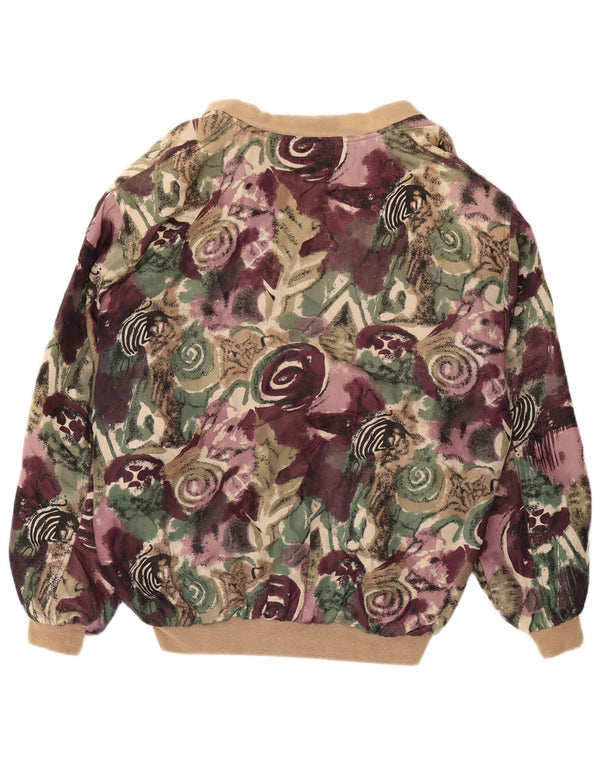 Vintage muška bomber jakna UK 44 2XL ljubičasta cvjetna svila