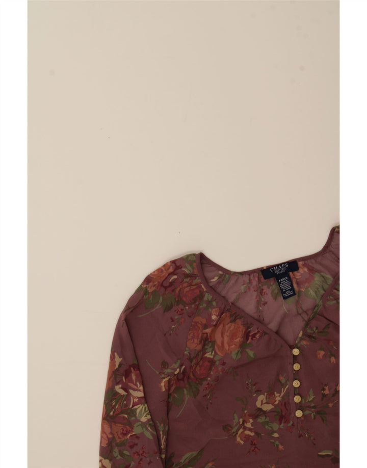 CHAPS Womens Petite Oversized Blouse Top UK 10 Small Purple Floral Vintage Chaps and Second-Hand Chaps from Messina Hembry 