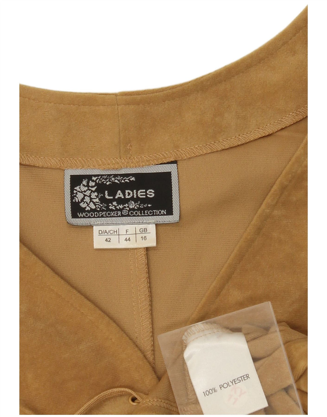 WOODPECKER ženski prsluk od velura UK 16 veliki bež poliester