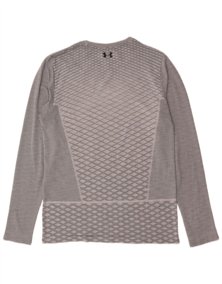 Muška majica Under Armour Heat Gear s dugim rukavima srednje sive geometrijske boje