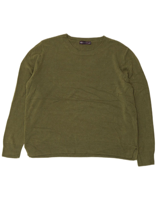 MARKS & SPENCER Ženski džemper s morskim izrezom UK 18 XL kaki akril