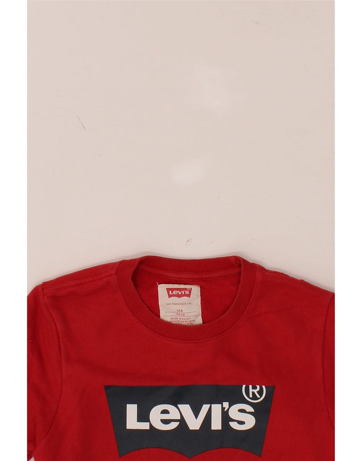 LEVI'S Boys Graphic Sweatshirt Jumper 11-12 Years Red Cotton Vintage Levi's and Second-Hand Levi's from Messina Hembry 