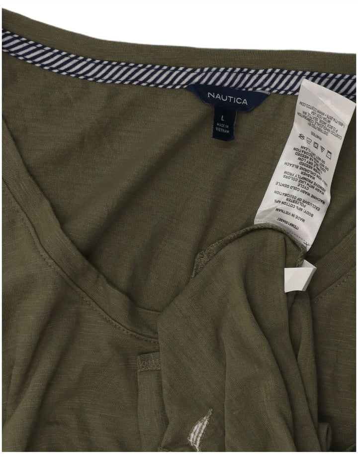NAUTICA Mens Vest Top Large Khaki Cotton