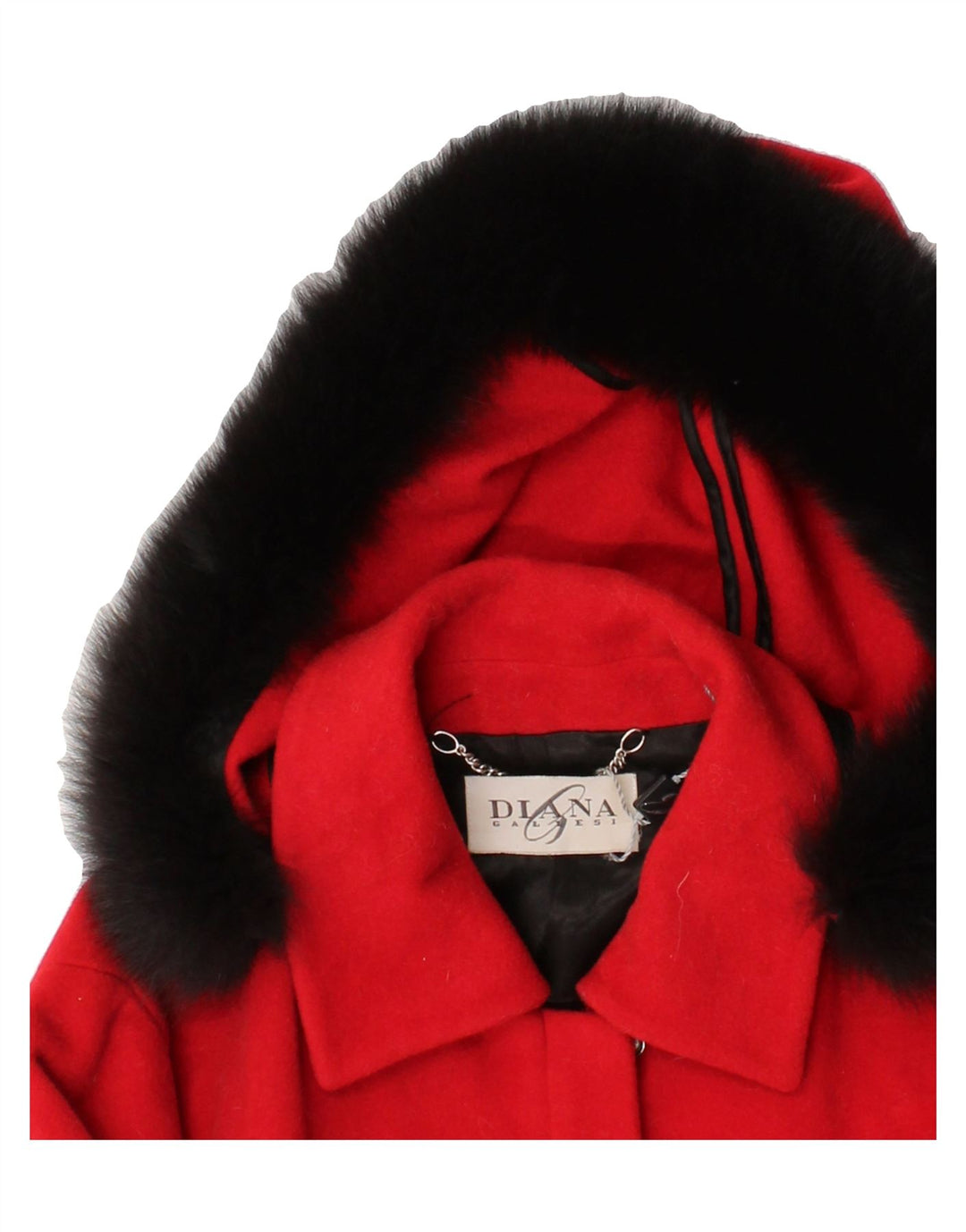 DIANA GALLESI Womens Hooded Overcoat UK 10 Small Red Wool Vintage Diana Gallesi and Second-Hand Diana Gallesi from Messina Hembry 
