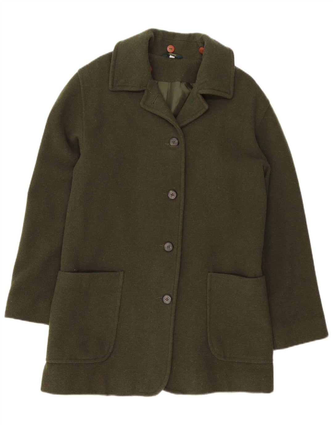 VINTAGE ženski preveliki kaput UK 10 Mala zelena vuna