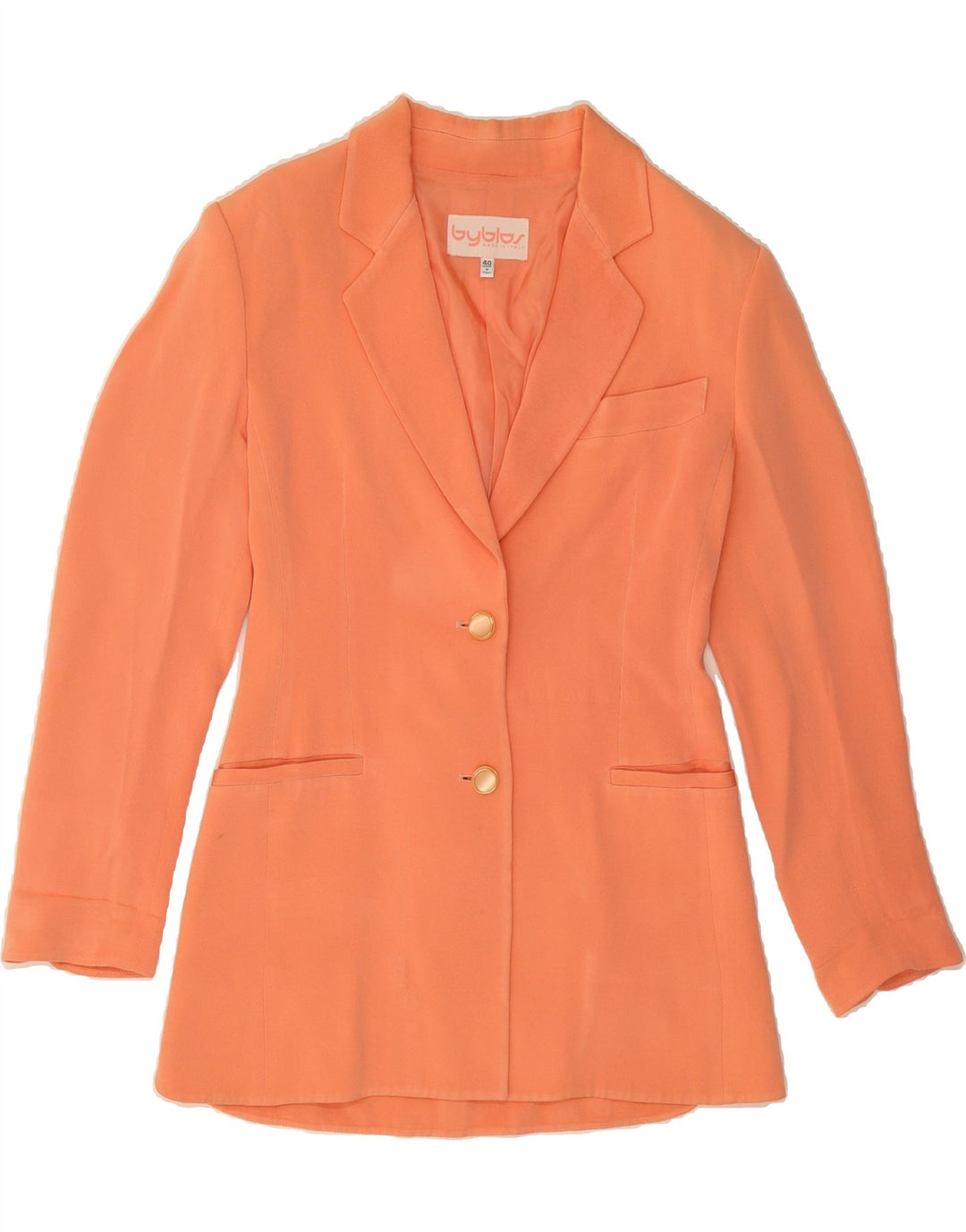 BYBLOS Womens 2 Button Blazer Jacket IT 40 Small Orange Acetate Vintage Byblos and Second-Hand Byblos from Messina Hembry 