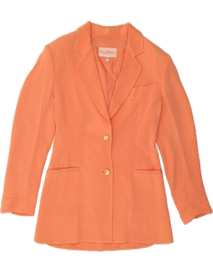 BYBLOS Womens 2 Button Blazer Jacket IT 40 Small Orange Acetate Vintage Byblos and Second-Hand Byblos from Messina Hembry 