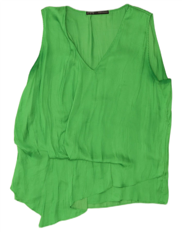 Zara ženski gornji dio bluze bez rukava UK 18 XL zeleni poliester