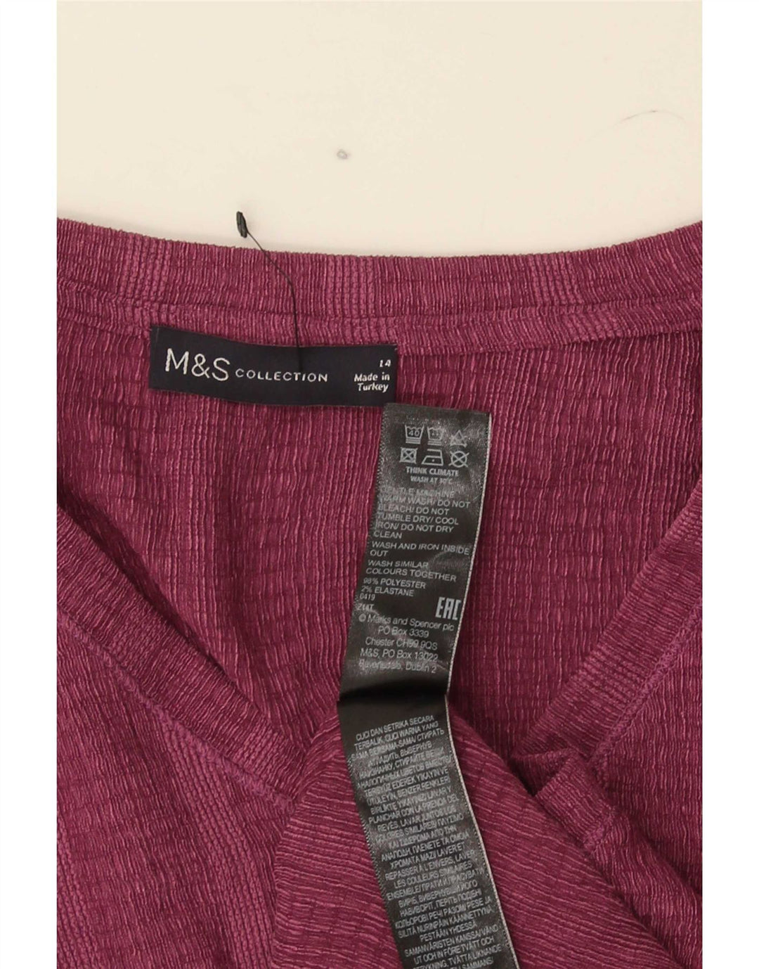 Marks & Spencer Ženska majica kratkih rukava UK 14 Veliki kestenjasti prugasti poliester