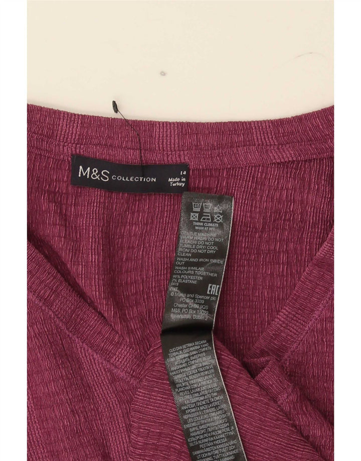 Marks & Spencer Ženska majica kratkih rukava UK 14 Veliki kestenjasti prugasti poliester
