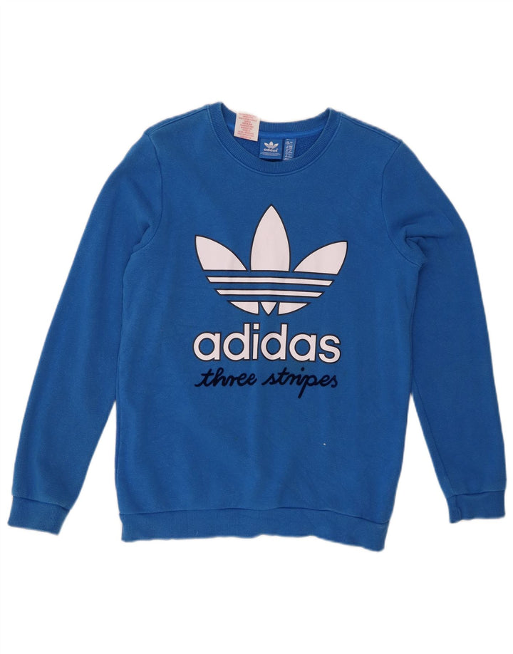 ADIDAS Boys Three Stripes Graphic Sweatshirt Jumper 13-14 Years Blue