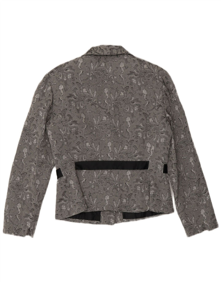 Perceptions Ženska jakna sa 2 gumba UK 8 Small Grey Floral Rayon