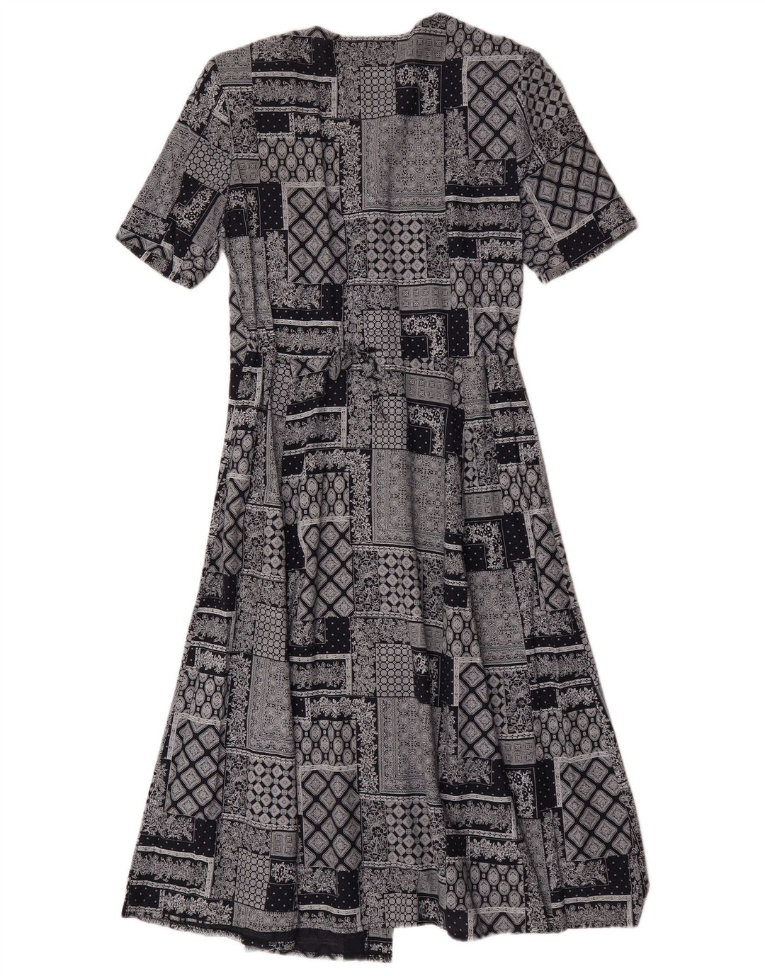 Vintage ženska haljina A-kroja UK 14 srednje siva patchwork