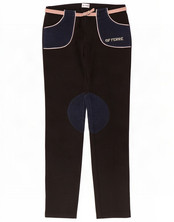 GF Ferre Womens Riding Slim Trousers UK 14 Medium W30 L33 Black Colourblock