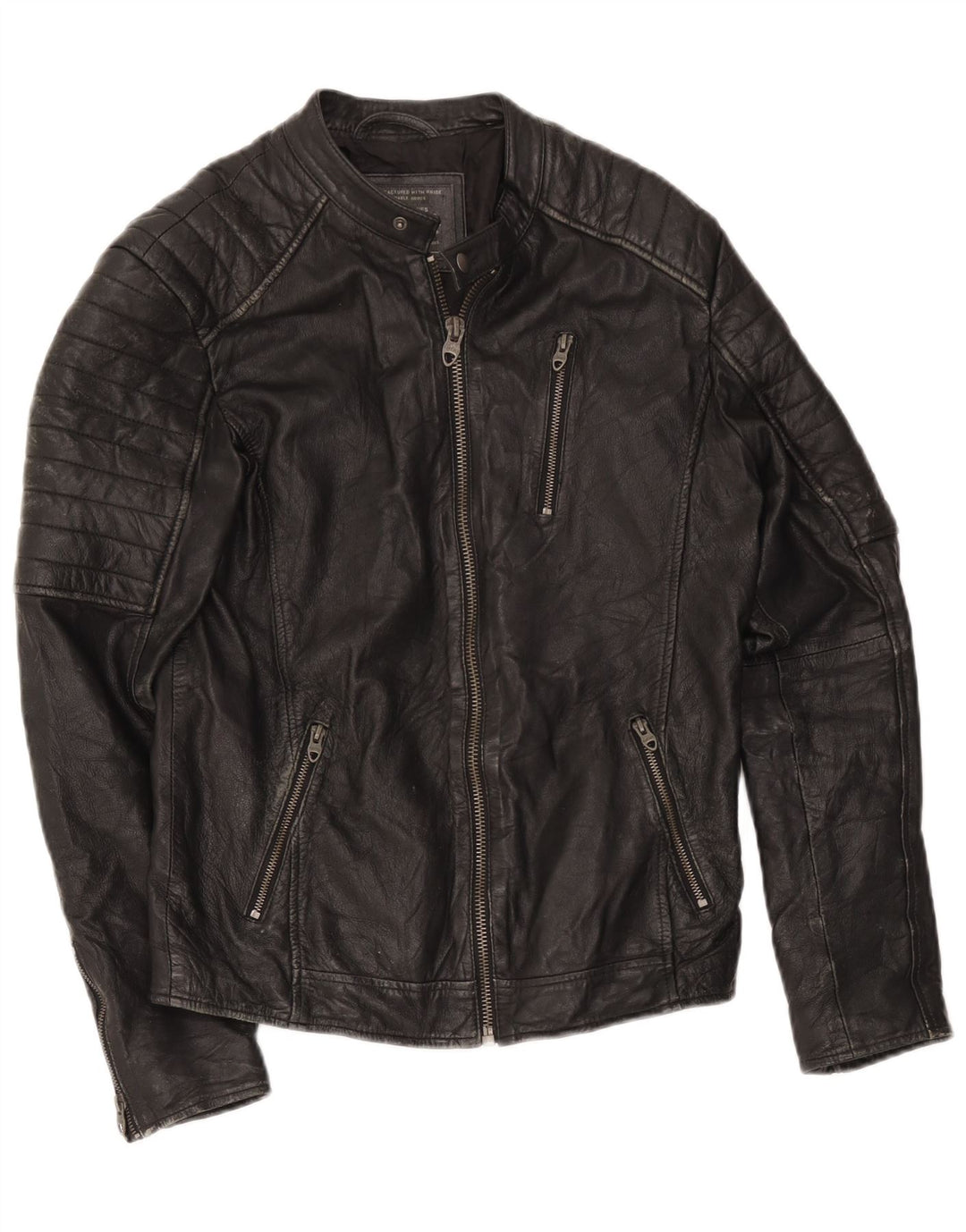 Jack & Jones muška kožna trkaća jakna UK 36 Mala crna