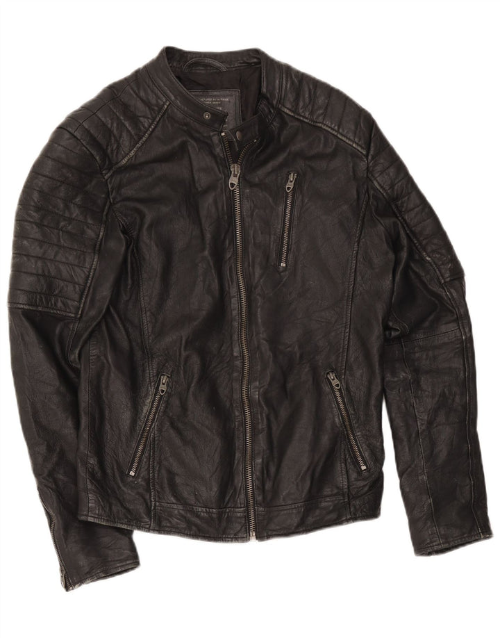 Jack & Jones muška kožna trkaća jakna UK 36 Mala crna