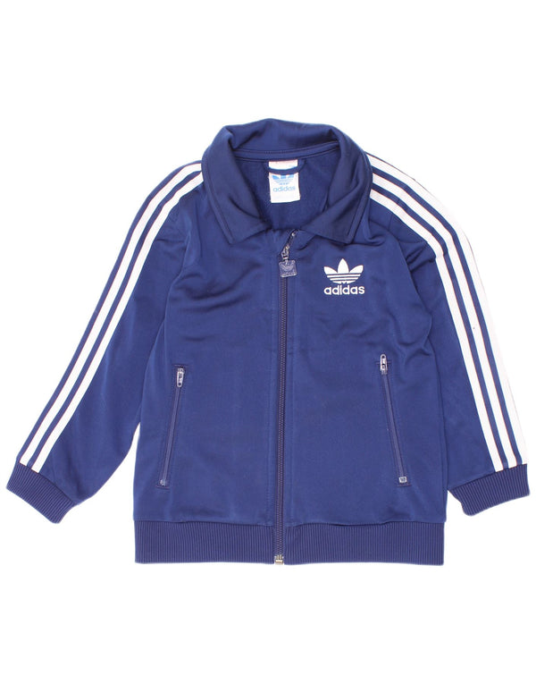 Gornja jakna od trenirke Adidas za dječake 3-4 godine tamnoplavi poliester