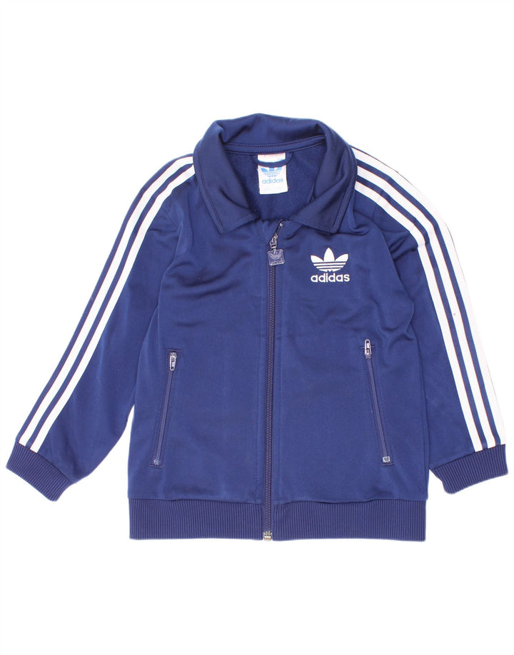 Gornja jakna od trenirke Adidas za dječake 3-4 godine tamnoplavi poliester