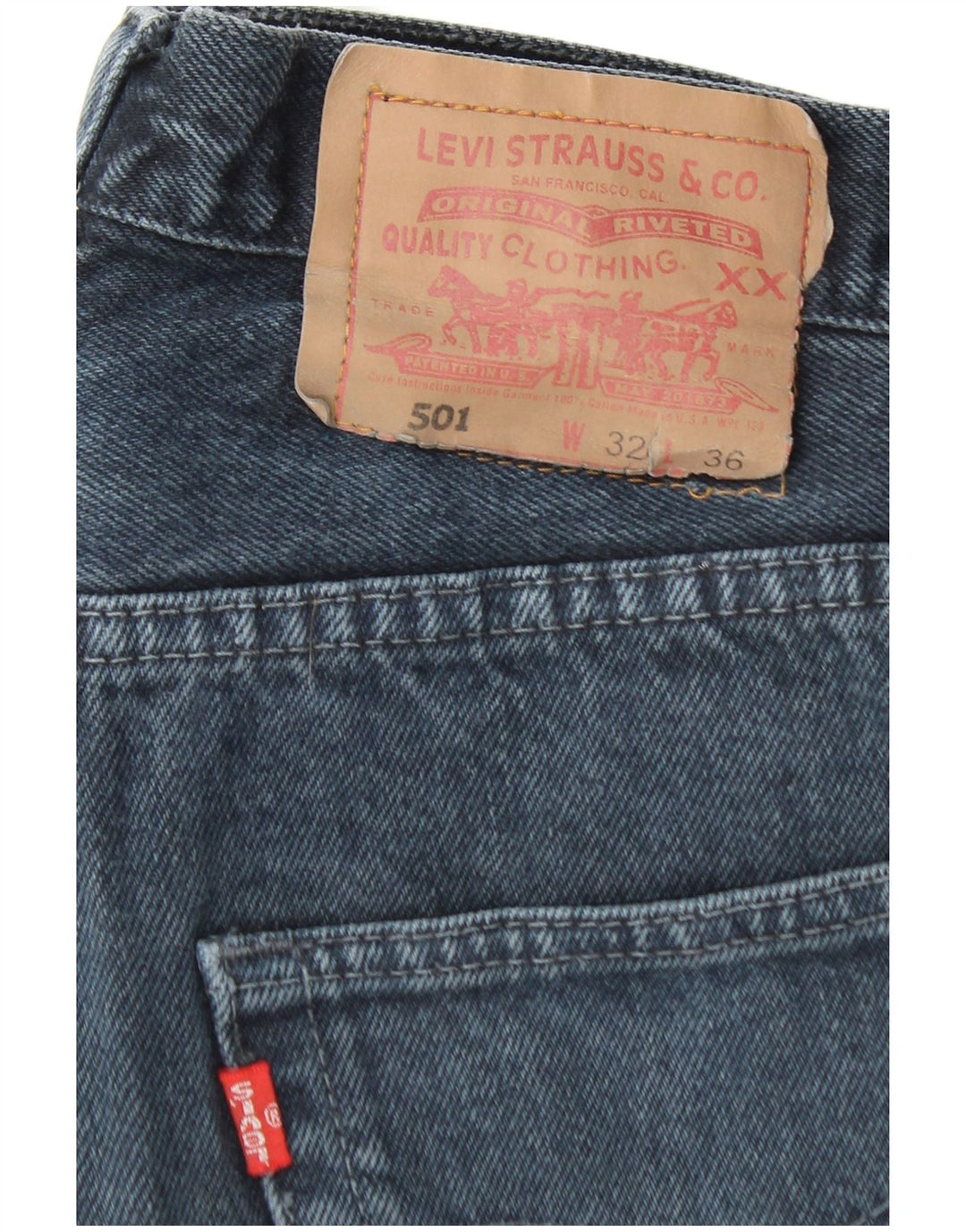 LEVI'S muške 501 ravne traperice W32 L25 plavi pamuk