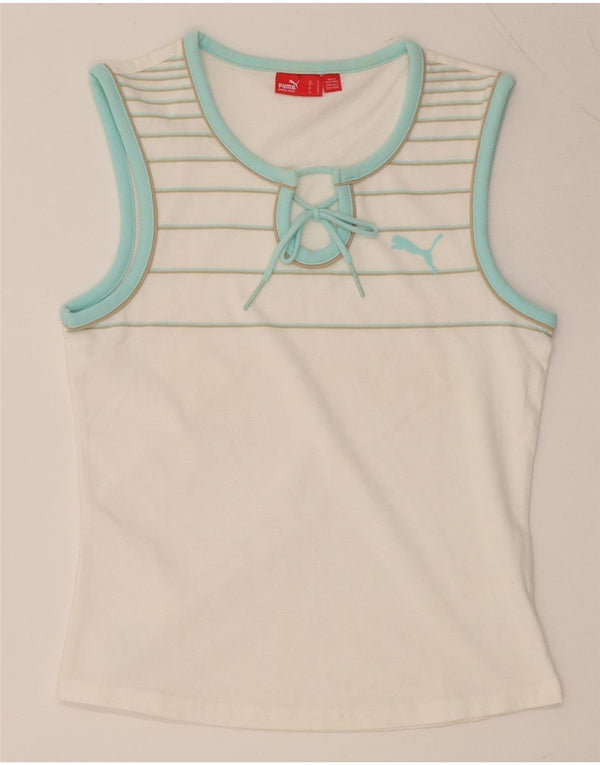 PUMA Womens Graphic Vest Top UK 12 Medium White Striped