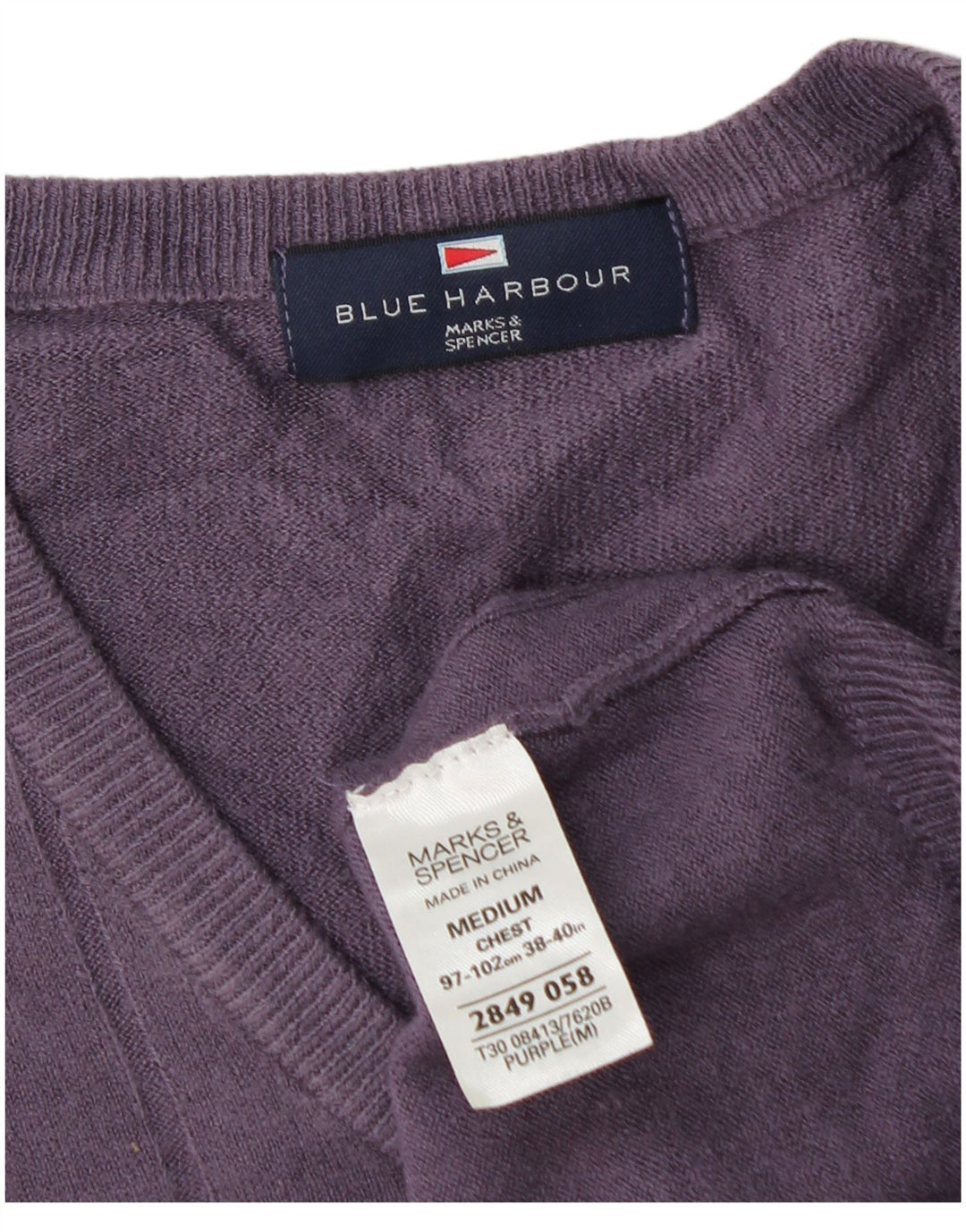 Marks & Spencer muški plavi Harbor džemper s V izrezom srednje ljubičaste boje