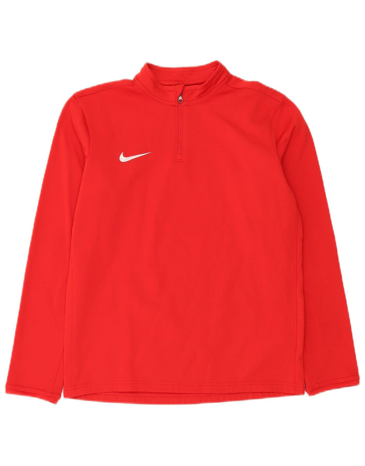 Nike Boys Dri Fit Zip Neck Pullover Top Trenirka 13-14 Years XL Red