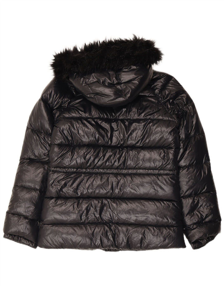 NIKE ženska prevelika podstavljena jakna s kapuljačom UK 6/8 XS crni najlon