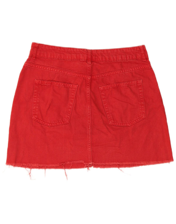 Topshop ženska mini traper suknja UK 12 srednje W28 crveni pamuk