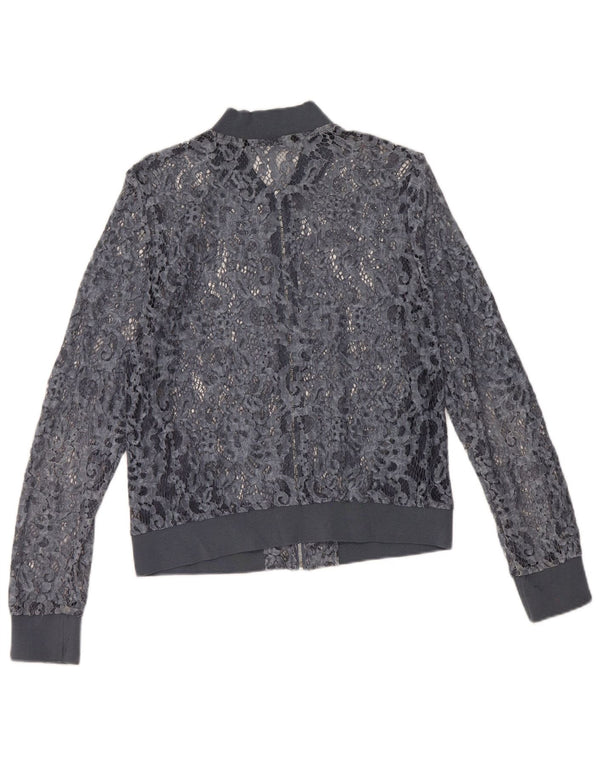 Zara ženski kratki prozirni kardigan UK 12 srednje plavi cvjetni