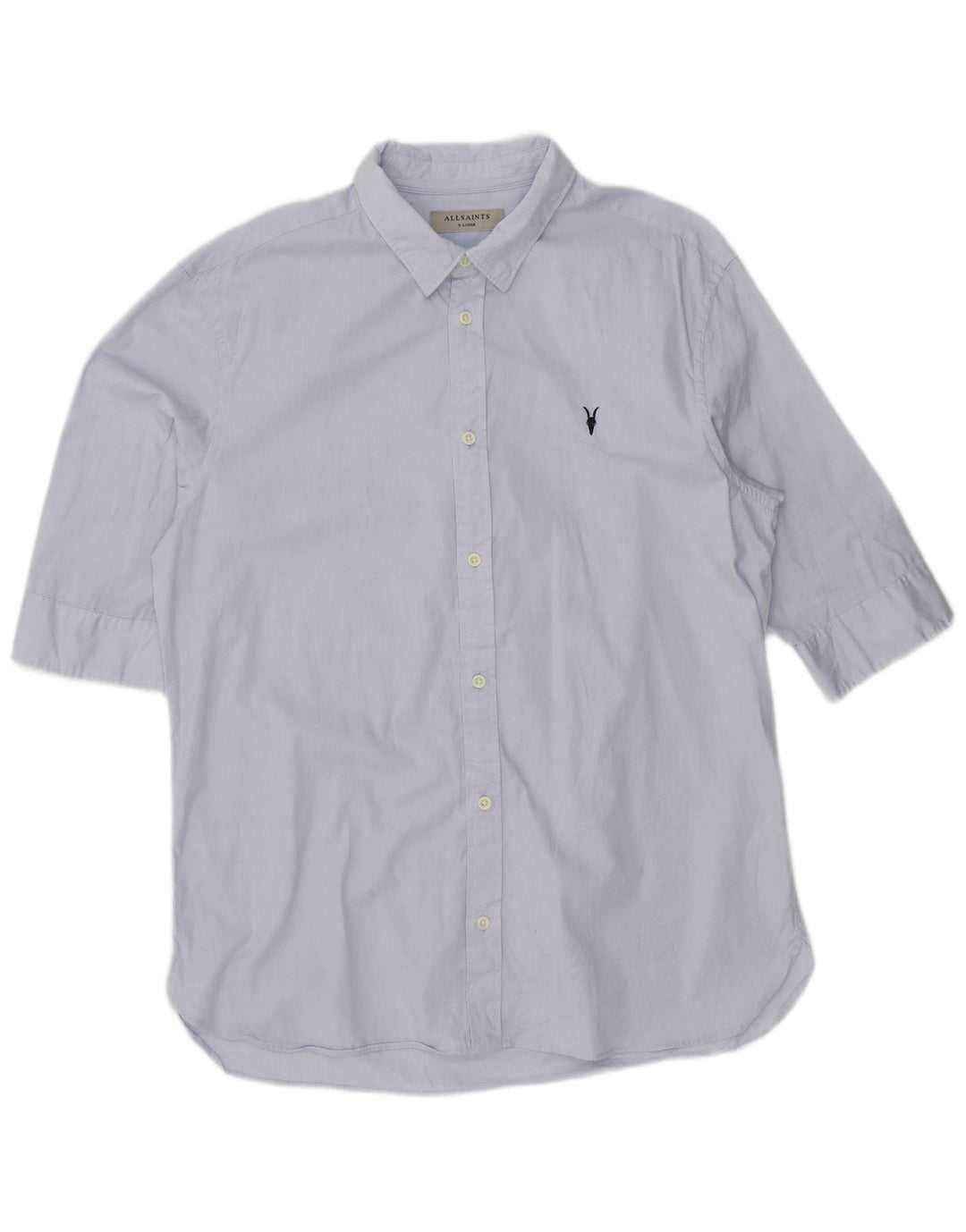 ALL SAINTS Mens Short Sleeve Shirt XL Blue Cotton