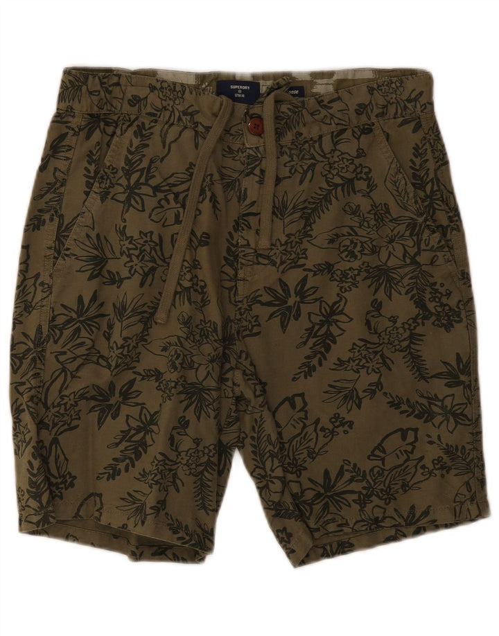 Superdry muške chino kratke hlače W30 srednje kaki cvjetne boje