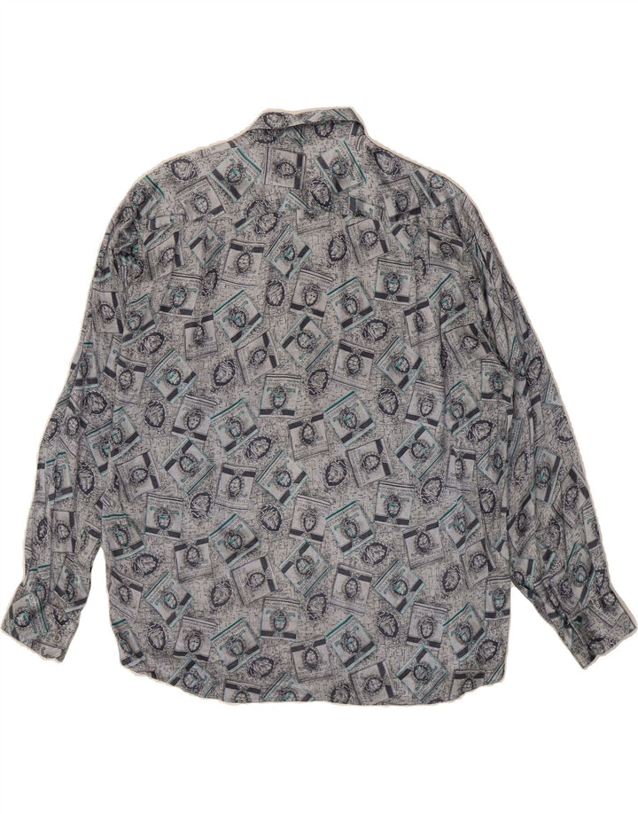 RODRIGO Mens Graphic Shirt Size 16 1/2 42 Large Grey Acetate Vintage Rodrigo and Second-Hand Rodrigo from Messina Hembry 