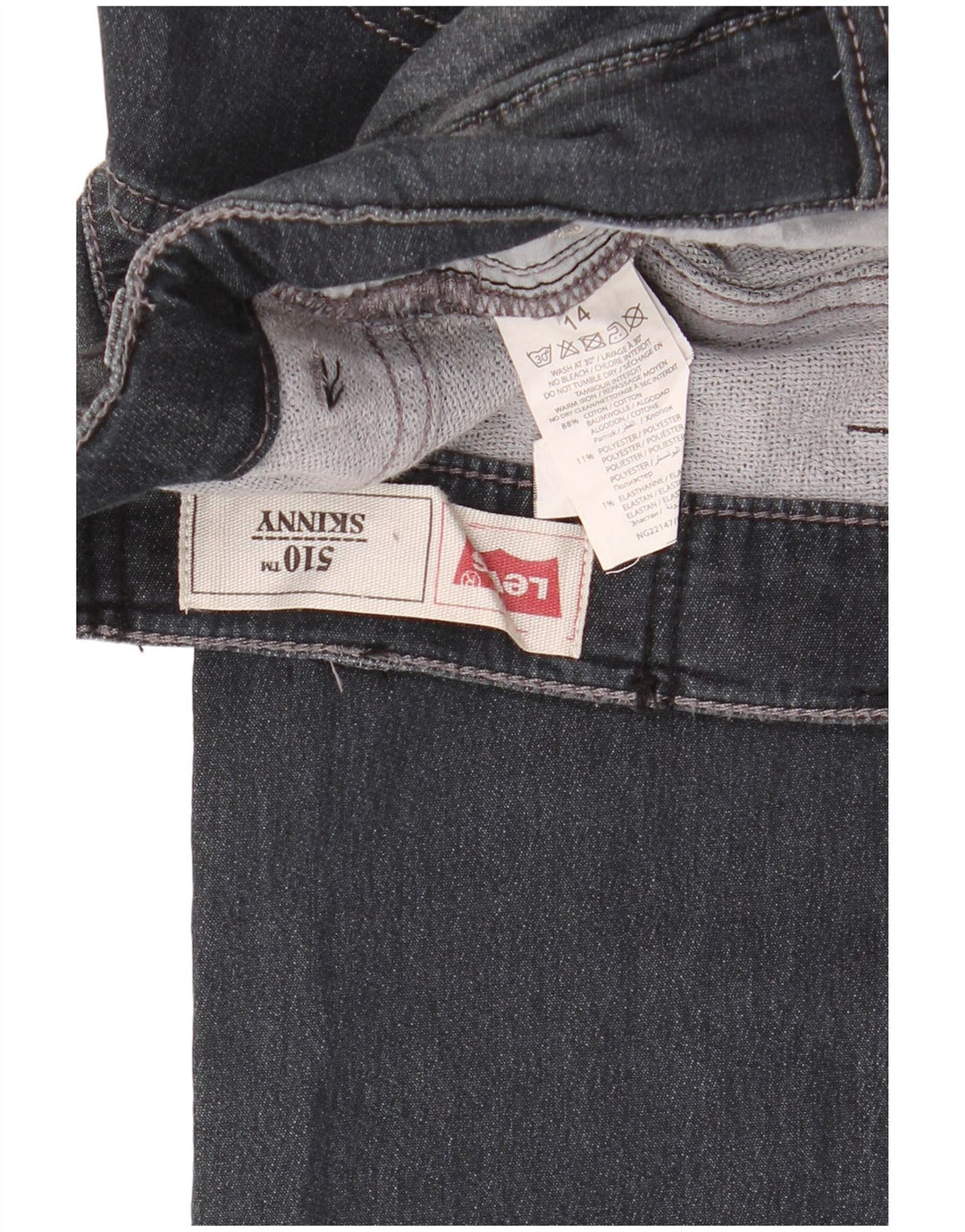 LEVI'S Girls 510 uske traperice 13-14 godina W30 L30 crni pamuk