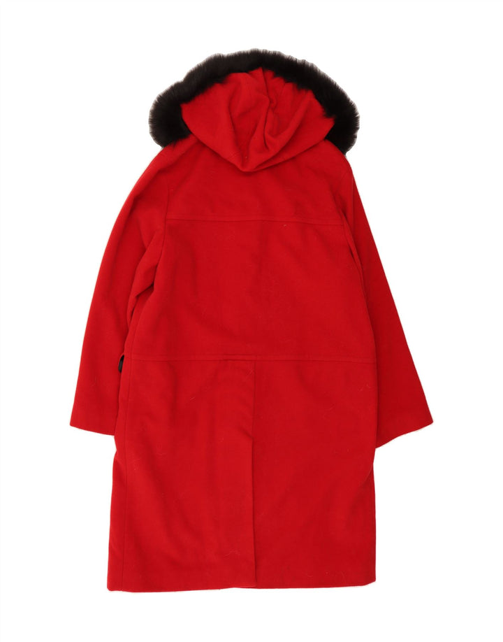 DIANA GALLESI Womens Hooded Overcoat UK 10 Small Red Wool Vintage Diana Gallesi and Second-Hand Diana Gallesi from Messina Hembry 