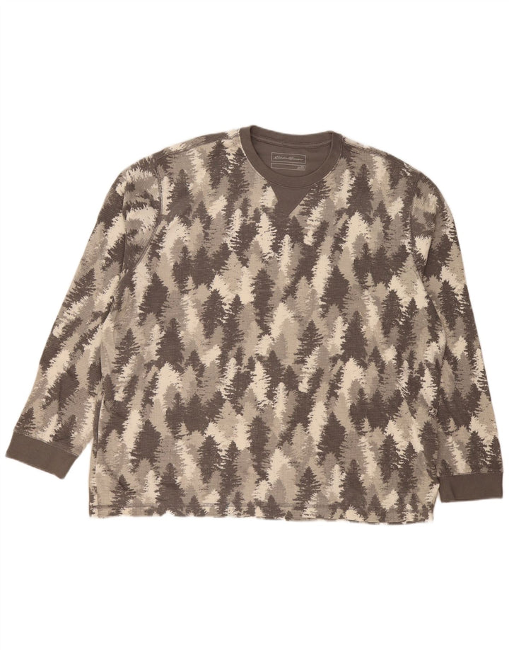 EDDIE BAUER Muška majica s apstraktnim uzorkom dugih rukava 2XL, sivi pamuk