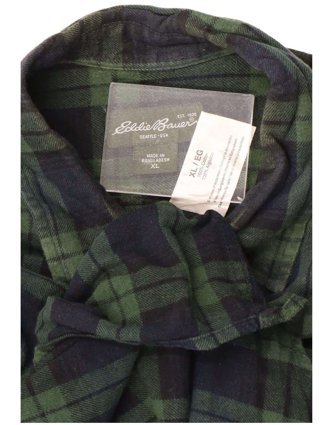 EDDIE BAUER Muška flanelska košulja XL, zeleni karirani pamuk