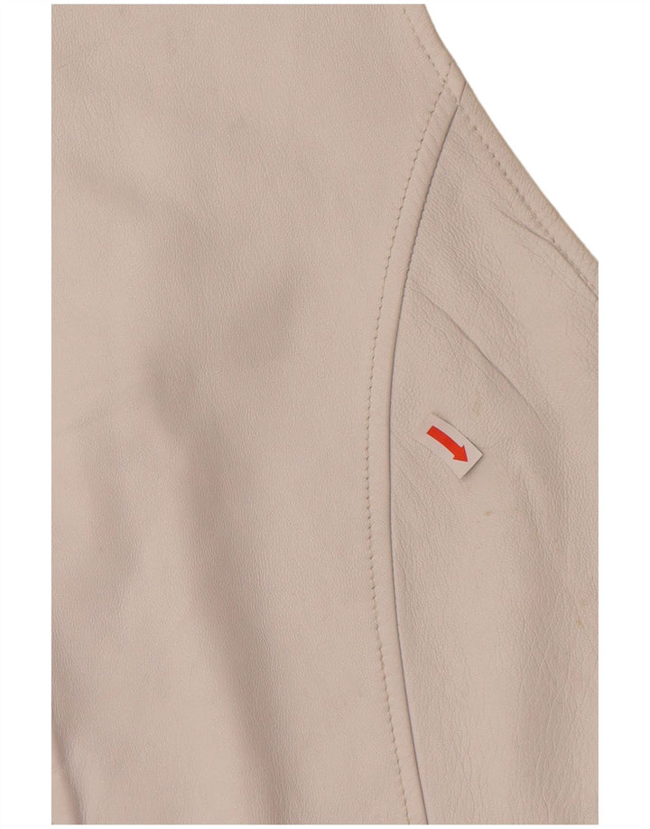 VINTAGE ženska kožna jakna UK 12 Srednje bijela