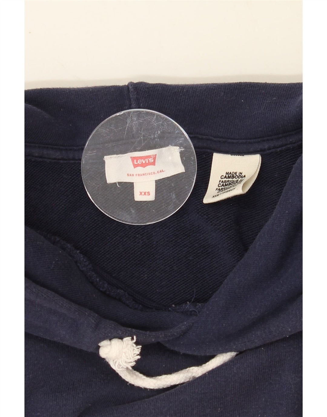 LEVI'S Womens Oversized Crop Hoodie Jumper UK 2 2XS Multicoloured Vintage Levi's and Second-Hand Levi's from Messina Hembry 