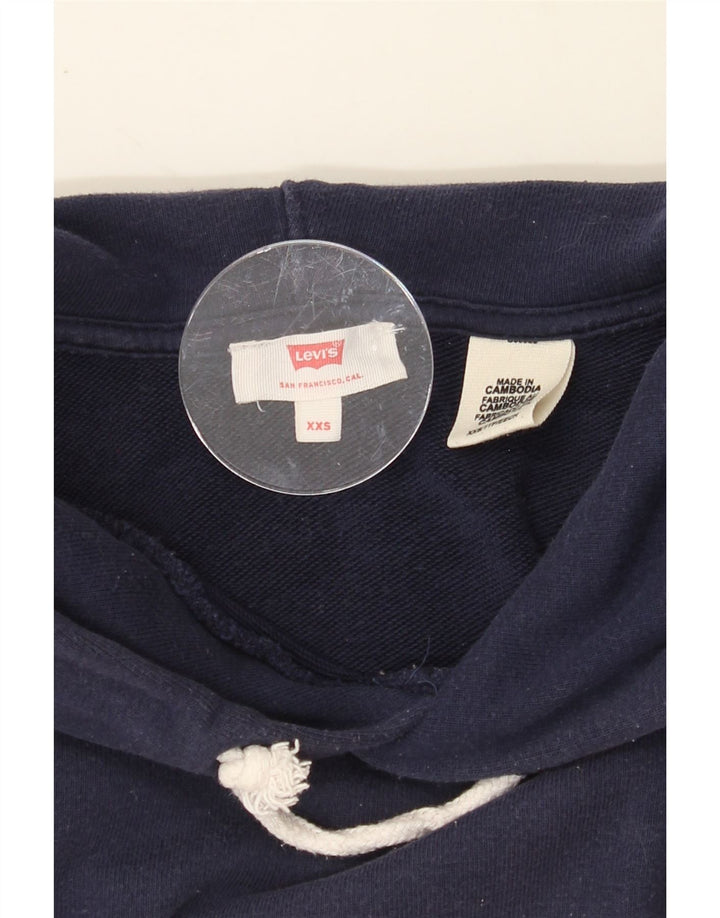 LEVI'S Womens Oversized Crop Hoodie Jumper UK 2 2XS Multicoloured Vintage Levi's and Second-Hand Levi's from Messina Hembry 