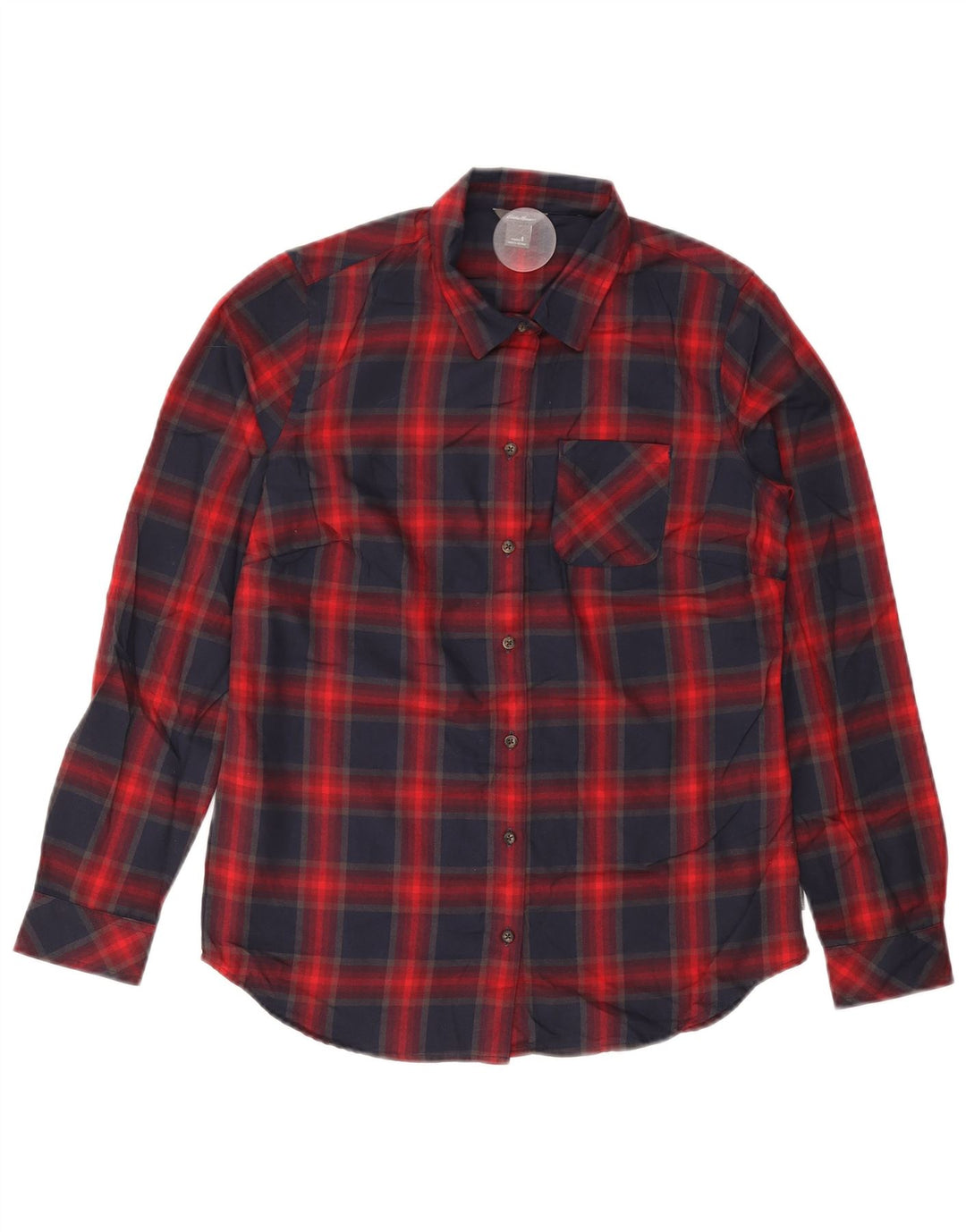 EDDIE BAUER Ženska flanelska košulja UK 10 Mala tamnoplava karirana poliester