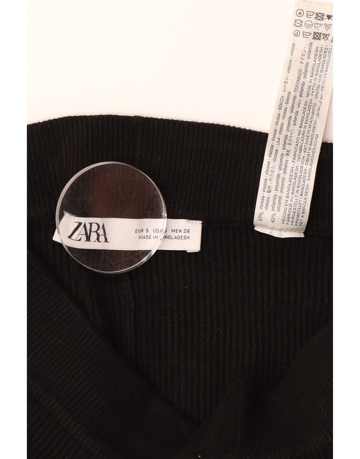 ZARA Womens Leggings UK 10 Small Black Viscose Vintage Zara and Second-Hand Zara from Messina Hembry 