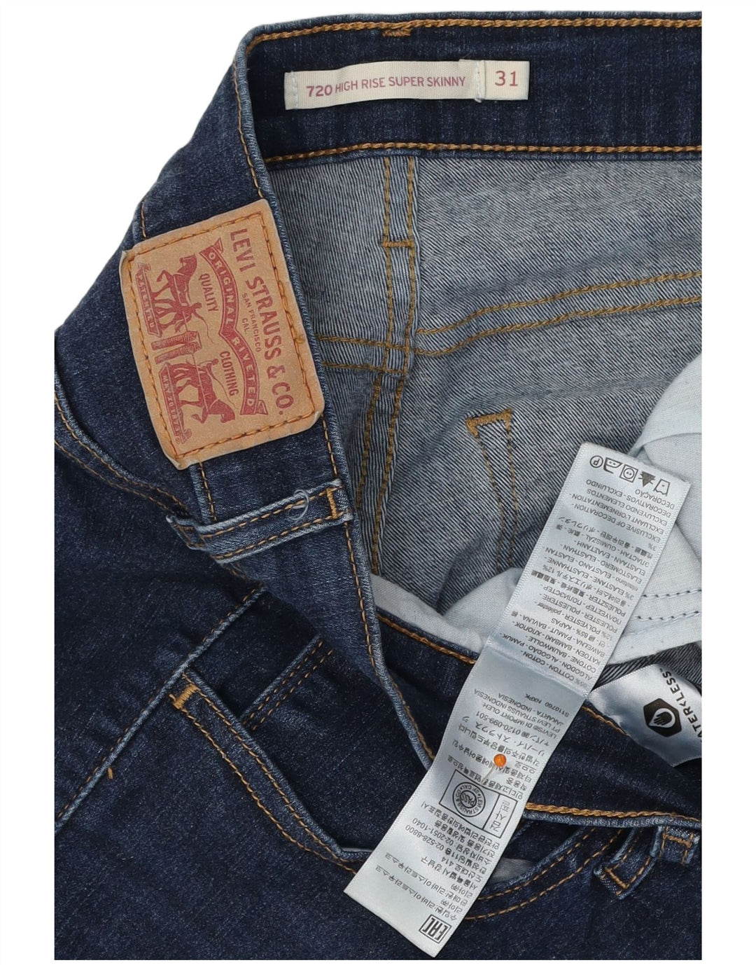 LEVI'S ženske 720 super uske traperice visokog struka W31 L29 tamnoplavi pamuk